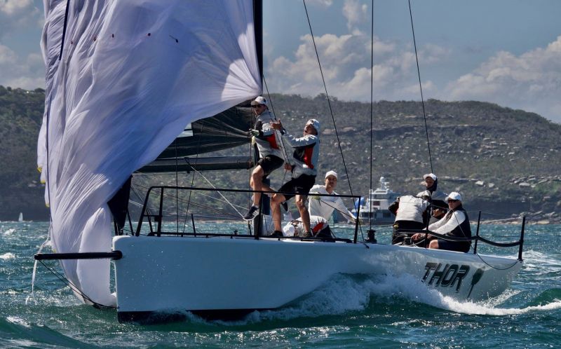 Thor crew working hard at their first MC38 regatta credit Tilly McKnight Media