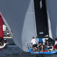 Fleet downwind in winter sunshine credit Marg s Yacht Photos